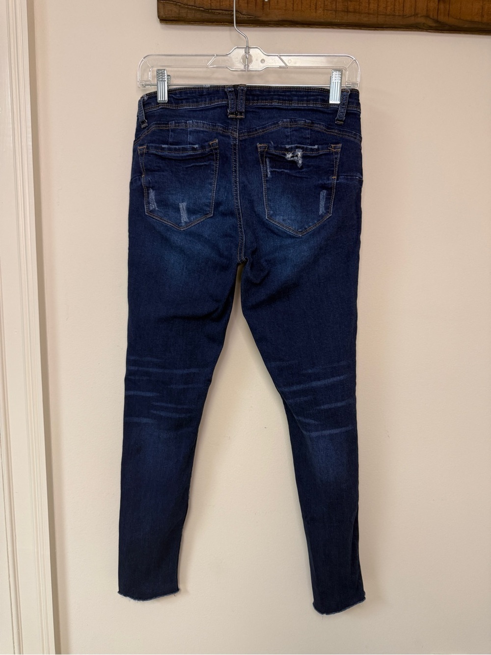 Wax Jean: Women’s / Junior Distressed Skinny Jean, Dark Blue, Size 7 - Picture 2 of 10